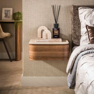 Fraaai Kermit nachtkastje zwevend 1 lade - keramiek travertin