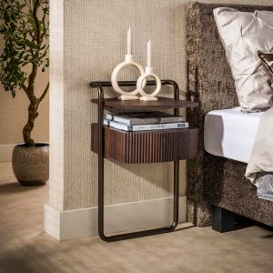 Fraaai Malcom nachtkastje 1 lade - 3D eiken donkerbruin