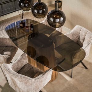 Fraaai Caruso eettafel Deens ovaal 180cm - brons glas