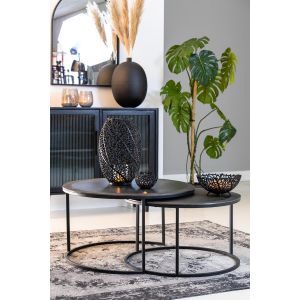 Talca salontafel set van 2 Ø67,5x39,5+Ø75x45 cm - zwart