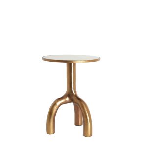 Mello ronde bijzettafel Ø40,5 cm - glans bruin brons/glas taupe
