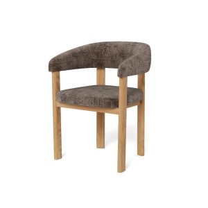 Nøra Pippa armstoel | zwart metaal onderstel | stof Juto - bruin