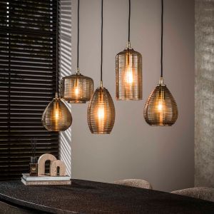 Ruby hanglamp glas horizontaal 5-lichts - smoke bruin