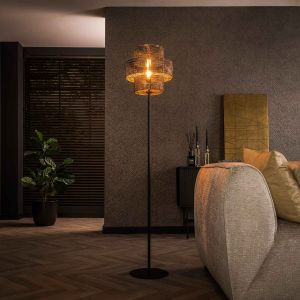 Evelyn vloerlamp 1L - zwart/bruin