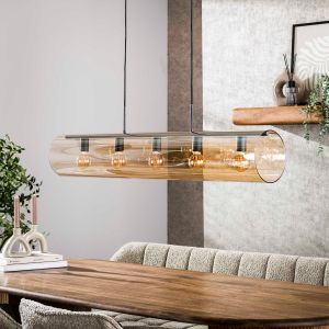 Clarke hanglamp 5L tube amber glas - artic zwart