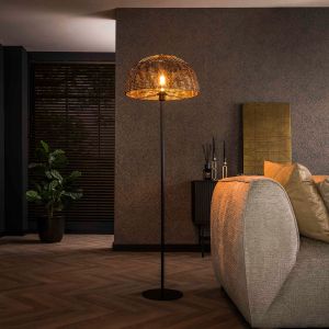Monty vloerlamp - Ø50 cm - zwart/bruin