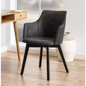 Nøra Freja armstoel | zwart metaal onderstel | stof Preston - antraciet