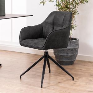 Nila armstoel | zwart metaal onderstel | stof Preston - antraciet