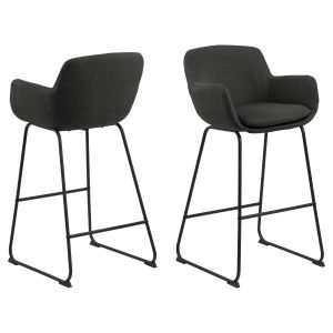 Nøra Lorraine barstoel | zwart metaal onderstel | stof Town - donkergrijs