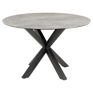 Nøra Donovan ronde eettafel Ø120x76.4 cm | zwart metaal onderstel | gehard glas - transparant