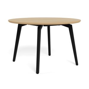 Nøra Laurens ronde eettafel Ø120x75 cm | zwart metaal onderstel | eikenfineer melamine - naturel