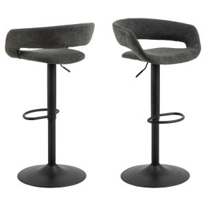 Nøra Cyrus verstelbare barstoel | zwart metaal onderstel | stof Apia