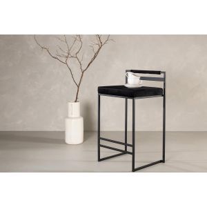 Pano barkruk 66 cm - velvet - zwart