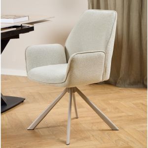 Nøra Linsa draaibare armstoel | grijs metaal onderstel | stof Apia - beige