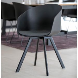 Nøra Teneo armstoel | zwart metaal onderstel | stof Spy - grijs