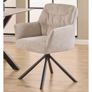 Vika armstoel | zwart metaal onderstel | stof Caso - beige