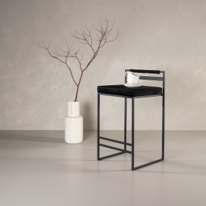 Svea Pano barkruk 66 cm - velvet - zwart