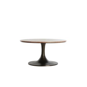 Dolin bijzettafel Ø75x38 cm - rood travertin/donkerbruin