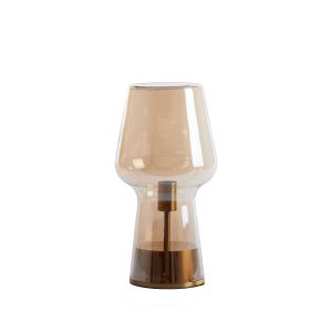 Tonga tafellamp Ø14x37,5 cm - glas amber/antiek brons