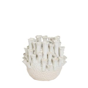 Kyral vaas deco Ø29x33 cm - keramiek crème/wit