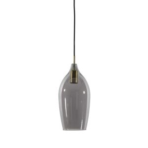 Lukaro hanglamp Ø17x36 cm - antiek brons/glas smoke
