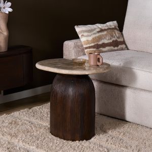 Starfurn Bijzettafel Noel 60 cm - donkerbruin/marmer