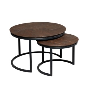 Salontafel Otik set van 2 rond - donkerbruin
