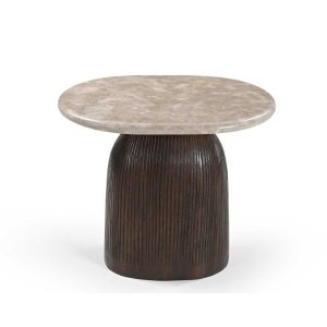 Bijzettafel Noel 60 cm - donkerbruin/marmer