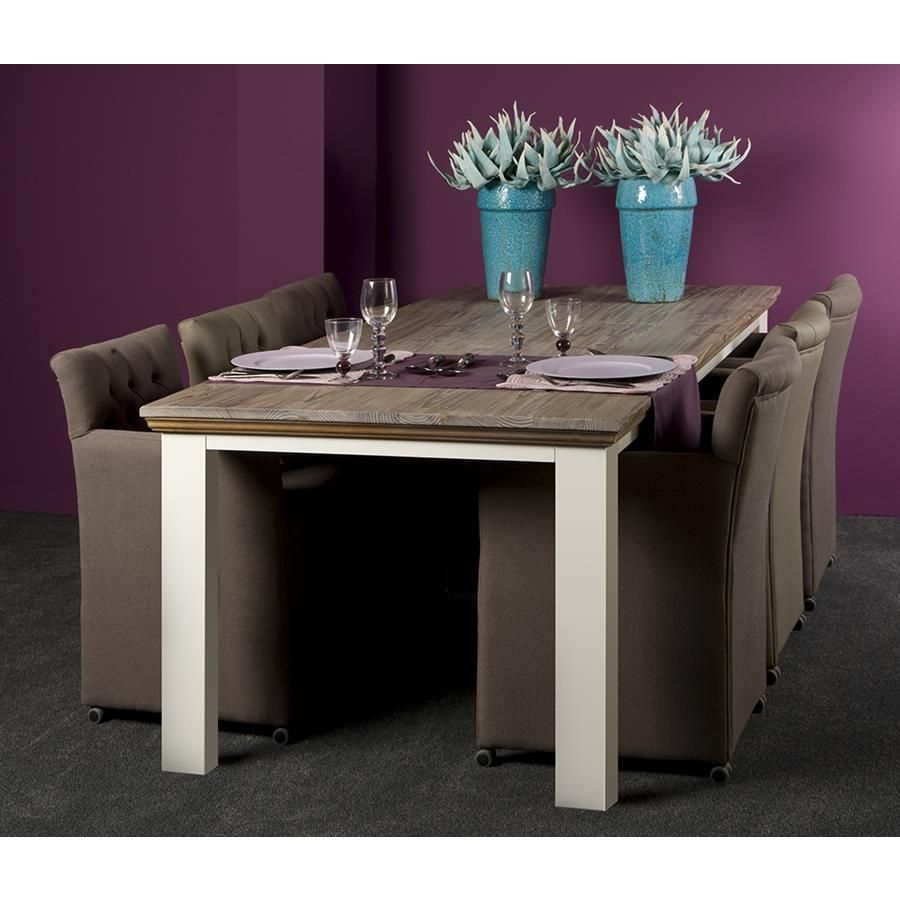 Tower Living Fleur eettafel - 240 cm vierkant - wit