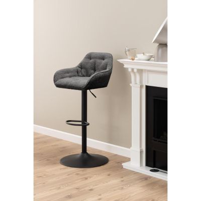 Nøra Cathleen verstelbare barstoel | zwart metaal onderstel | stof Monza