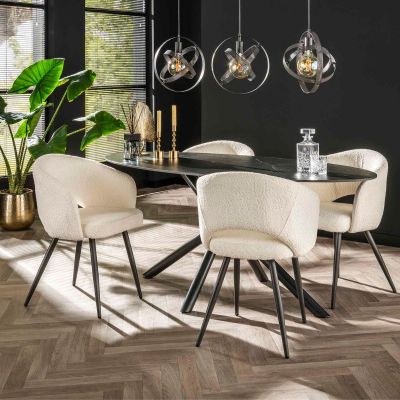 Marlou eetkamerstoel boucle van het woonmerk Fraaai