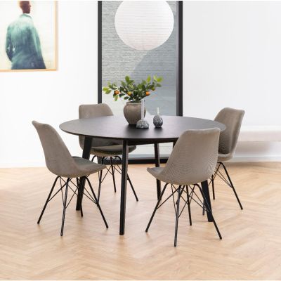 Nøra Sila eetkamerstoel | zwart metaal onderstel | stof Wind