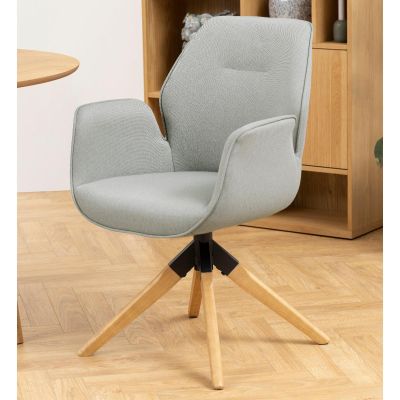 Nøra Luma terugdraai armstoel |naturel oak onderstel | stof Town