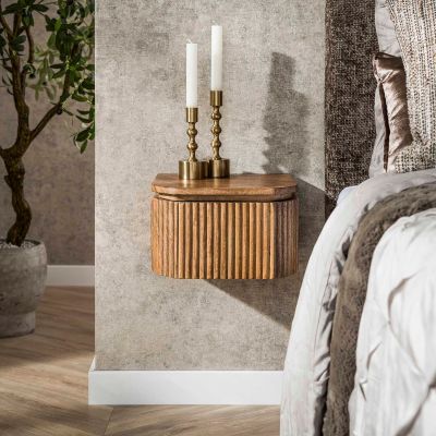 Fraaai Sedona zwevend nachtkastje massief mango - zand