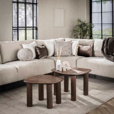 Fraaai Otto salontafel set van 2 driehoekig Maya teak - bruin