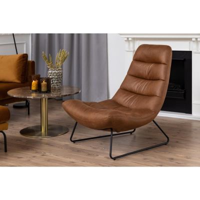 Nøra Berry fauteuil | zwart metaal onderstel | stof Kentucky - cognac