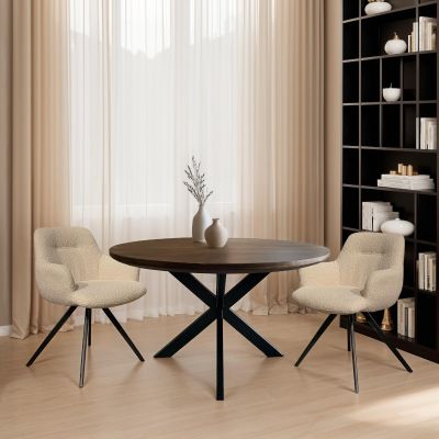 Livingfurn Jesper ronde eettafel - Ø130 cm - hout - bruin