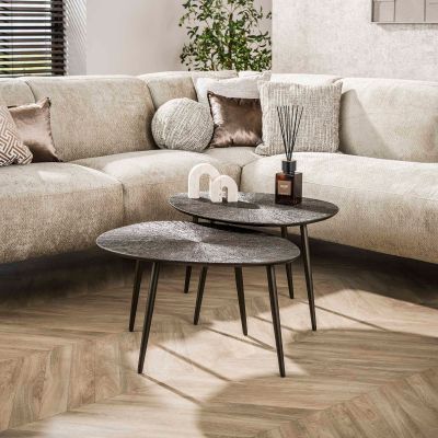 Fraaai Daisy salontafel metaal organisch set van 2 - brons donkerbruin