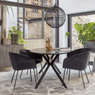 Woood Eettafel Bruno MDF Zwart Ovaal 220x100 cm