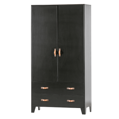 Woood Dian garderobekast grenen diep zwart 180 cm