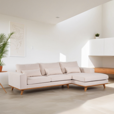 Vurna Grande 3-zits hoekbank rechts stof - beige