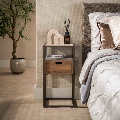 Fraaai Kermit nachtkastje 1 lade XS - keramiek travertin