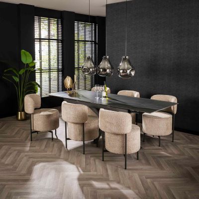 Fraaai Tobias draaibare eetkamerstoel bouclé