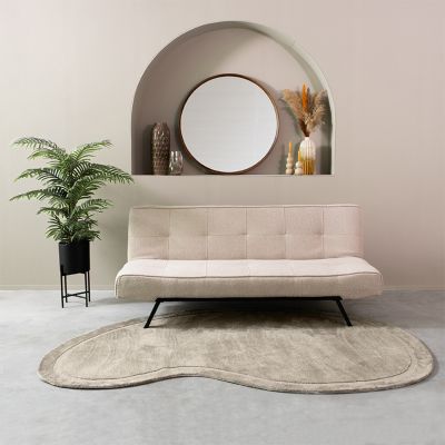 Label51 King slaapbank bouclé - naturel/zwarte poot