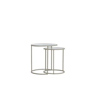 Light & Living Talca bijzettafel set van 2 - rib glas/crème