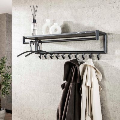 Fraaai Weiss kapstok 10 haaks roede-hoedenplank -  zwart/bruin