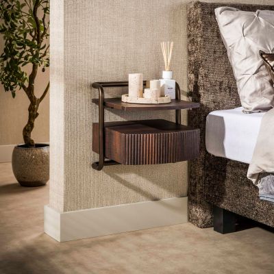 Fraaai Malcom nachtkastje zwevend 1 lade - 3D eiken donkerbruin