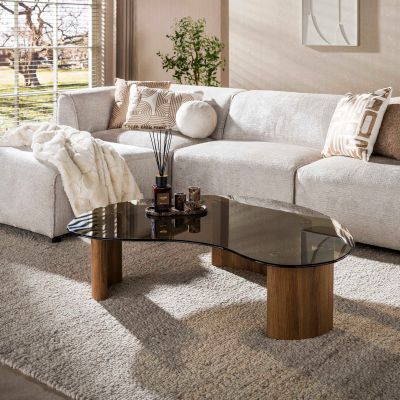 Fraaai Caruso salontafel organisch 130cm - brons glas