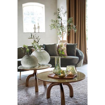 Light & Living Mello salontafel Ø65 cm - glans bruin brons/glas taupe