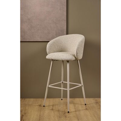 Nøra Rogelio barstoel | grijs metaal onderstel | stof Basel - beige